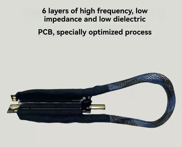 Alt view image 4 of 7 - PCIE 5.0 X16 Graphics Card GPU Extension Cable Silver Plated PCI-E 5.0 X16 GEN5 64GT/ S Adapter Server Cable High Speed High-Speed PCIE 5.0 X16 Graphics Card Extension Cable 50CM