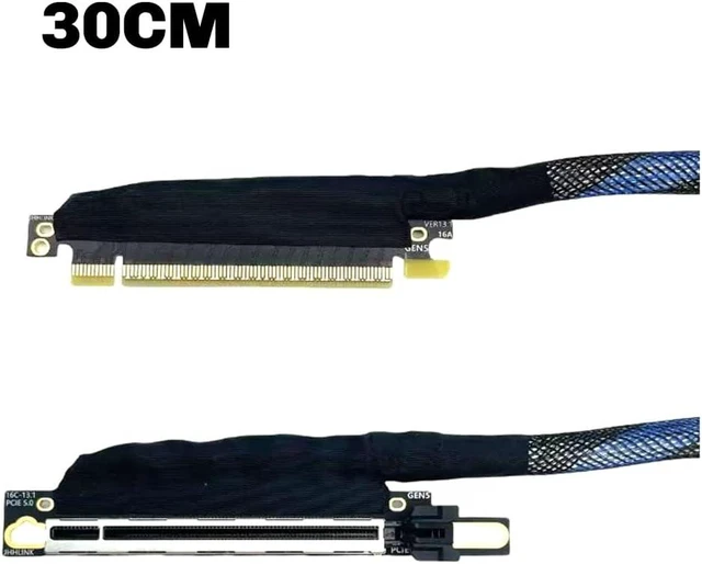 Alt view image 6 of 7 - PCIE 5.0 X16 Graphics Card GPU Extension Cable Silver Plated PCI-E 5.0 X16 GEN5 64GT/ S Adapter Server Cable High Speed High-Speed PCIE 5.0 X16 Graphics Card Extension Cable 30CM