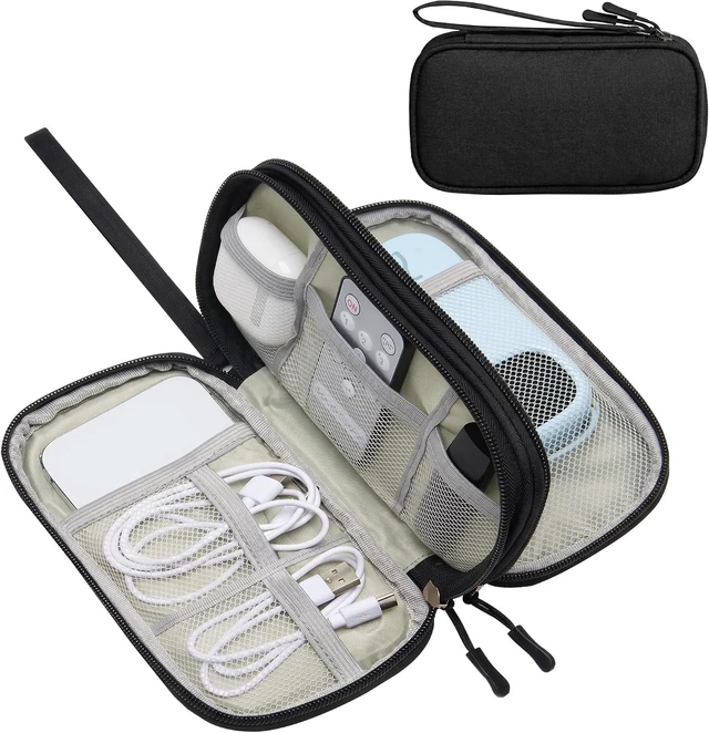 Main image of Airkit Electronics Organizer Travel Case Waterproof Double Layers All-in-One Storage Bag Tech Pouch Accessories Travel Essential for Phone Airpods Cables USB Flash Drive Black
