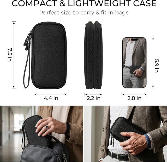 Alt view image 2 of 7 - Airkit Electronics Organizer Travel Case Waterproof Double Layers All-in-One Storage Bag Tech Pouch Accessories Travel Essential for Phone Airpods Cables USB Flash Drive Black