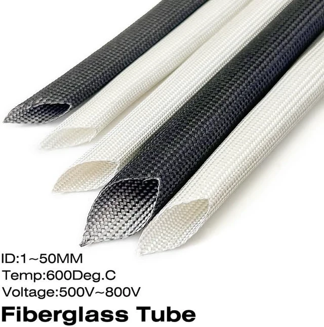 Alt view image 2 of 6 - 5/10M Fiberglass Tube 0.5mm~25mm HTG Cable Sleeve Fiber Glass Wire Wrap Protector Insulation High Temperature Pipe(Black,18 mm,5m)