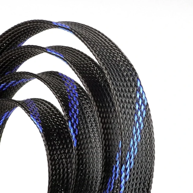 Main image of 1~50m Expandable Braided Sleeve 2 4 6 8 10 12 14 16 20 25 mm Tight High Density Wire Insulated Protection Cable Sheath(Black Blue,16mm,20 Meters)