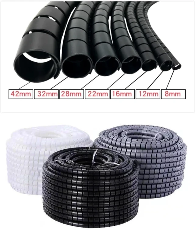 Alt view image 2 of 6 - 1/3/5/10M 8/12/16/22/28/32/42mm Line Flexible Spiral Cable Organizer Storage Pipe Cord Protector Management Cable Tube(White,40 mm,5 Meters)