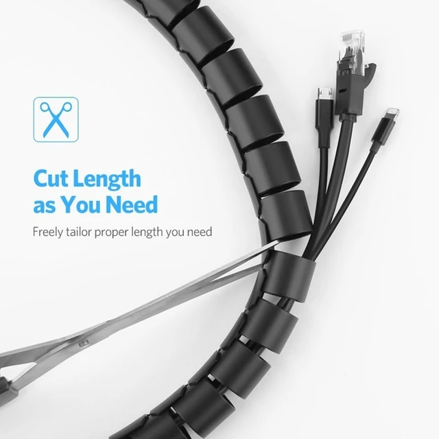 Alt view image 3 of 6 - 1/3/5/10M 8/12/16/22/28/32/42mm Line Flexible Spiral Cable Organizer Storage Pipe Cord Protector Management Cable Tube(White,40 mm,5 Meters)