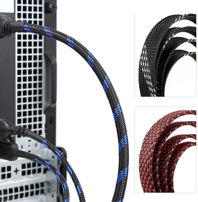 Alt view image 2 of 6 - 1~50m Expandable Braided Sleeve 2 4 6 8 10 12 14 16 20 25 mm Tight High Density Wire Insulated Protection Cable Sheath(Black Blue,16mm,20 Meters)