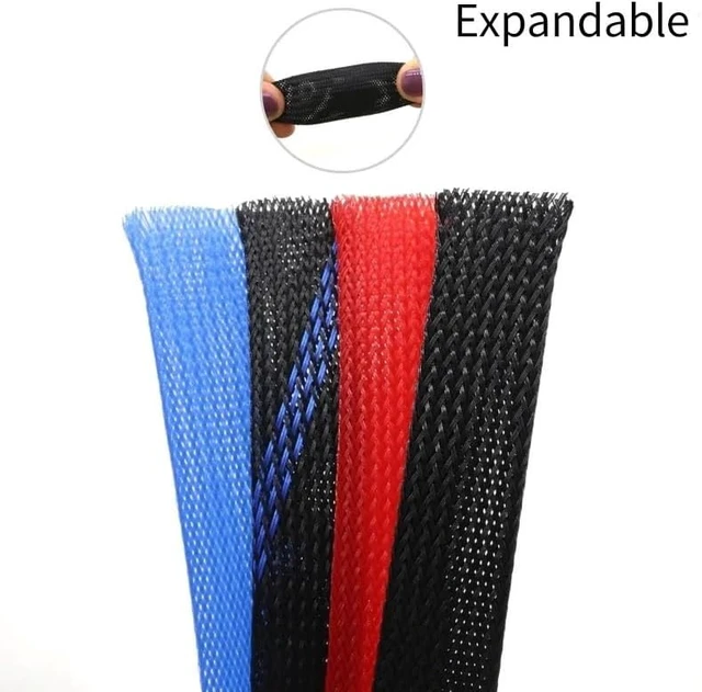Alt view image 3 of 6 - 1~50m Expandable Braided Sleeve 2 4 6 8 10 12 14 16 20 25 mm Tight High Density Wire Insulated Protection Cable Sheath(Black Blue,16mm,20 Meters)