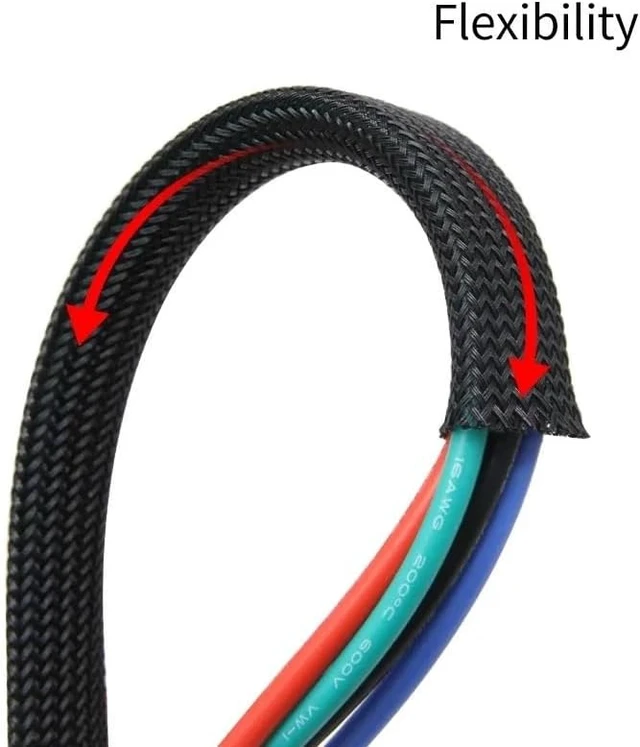 Alt view image 4 of 6 - 1~50m Expandable Braided Sleeve 2 4 6 8 10 12 14 16 20 25 mm Tight High Density Wire Insulated Protection Cable Sheath(Black Blue,16mm,20 Meters)