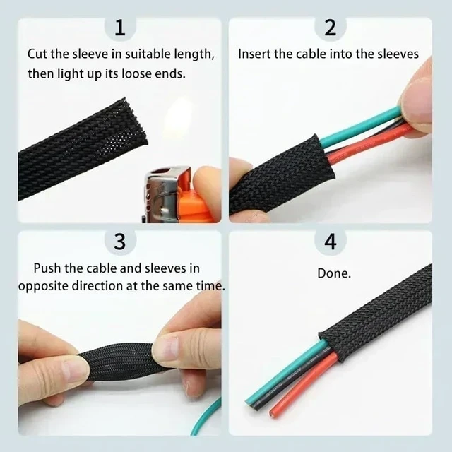 Alt view image 5 of 6 - 1~50m Expandable Braided Sleeve 2 4 6 8 10 12 14 16 20 25 mm Tight High Density Wire Insulated Protection Cable Sheath(Black Blue,16mm,20 Meters)