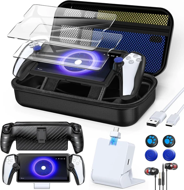 Main image of 13 in 1 Accessories Set for Playstation Portal Remote Play, Carrying Case for PS Portal for PlayStation Consoles,TPU Cover with Kickstand,Portable Charging Dock,2 Screen Protector,4 Thumb Grip,Earbud