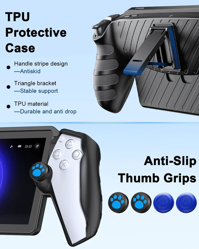 Alt view image 6 of 7 - 13 in 1 Accessories Set for Playstation Portal Remote Play, Carrying Case for PS Portal for PlayStation Consoles,TPU Cover with Kickstand,Portable Charging Dock,2 Screen Protector,4 Thumb Grip,Earbud