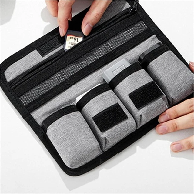 Alt view image 2 of 5 - Electronics Accessories Organiser Bag, Travel Batteries Storage Organizer Simple Protective Cover Pouch(Black S)