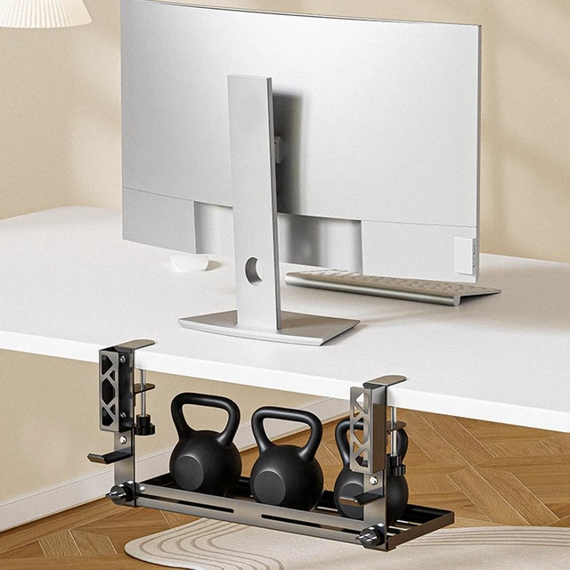 Alt view image 3 of 7 - Under Desk Cable Management Tray No Drill 15.63 Inch Clamp Mount