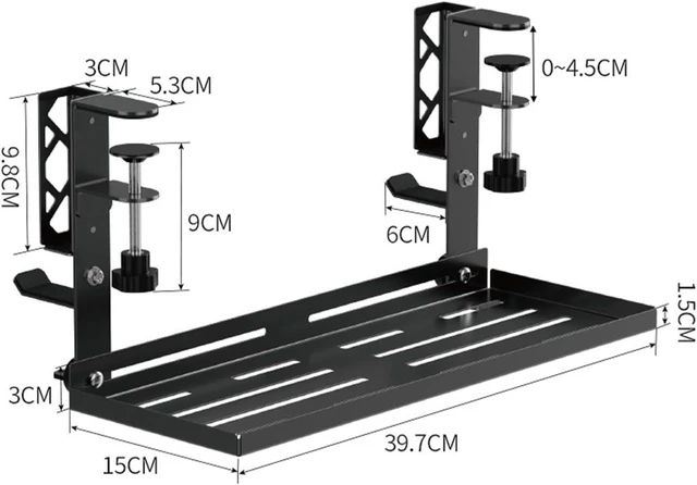 Alt view image 6 of 7 - Under Desk Cable Management Tray No Drill 15.63 Inch Clamp Mount