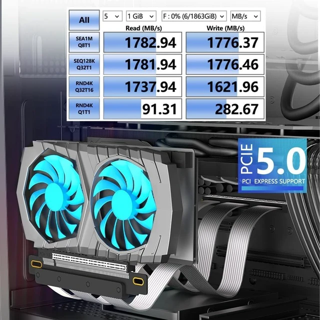 Alt view image 7 of 7 - PCI-E 5.0 16X Expansion Cable 180 Degree Vertical Installation GPU Cable for PC Desktop Computer