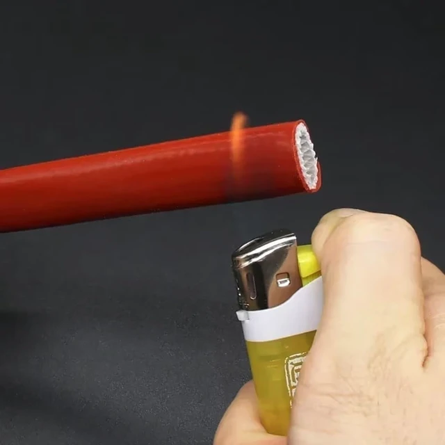 Alt view image 4 of 6 - 1pcs 5 Meter Fire Retardant Fiberglass Sleeve - Silicone Coated 4-30mm for Wiring/Cables, 300°C, Red/Black(Red,4mm)