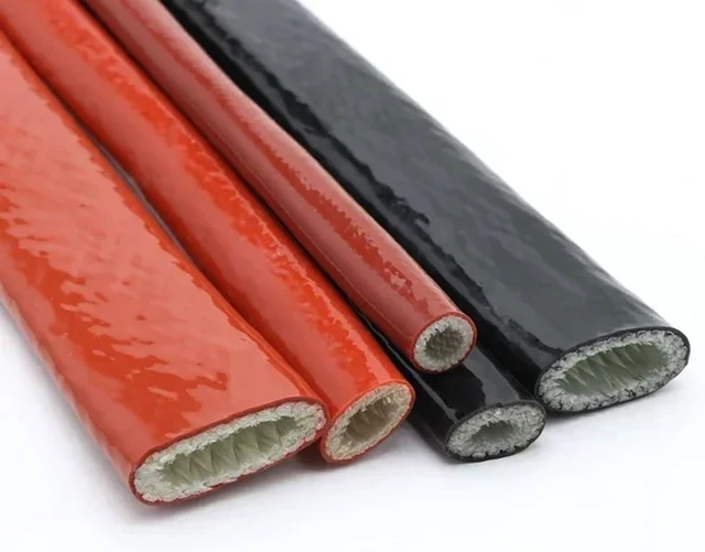 Alt view image 5 of 6 - 1pcs 5 Meter Fire Retardant Fiberglass Sleeve - Silicone Coated 4-30mm for Wiring/Cables, 300°C, Red/Black(Red,4mm)