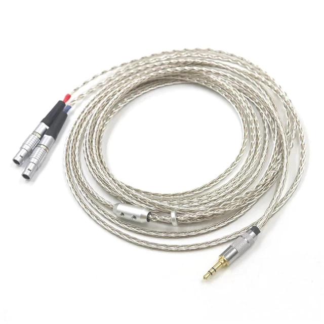 Alt view image 2 of 6 - 8 Core 99% 7N Silver Mixed Braided Earphone Cable for Focal Utopia ELEAR Headphones(4pin XLR Male,0.5m)