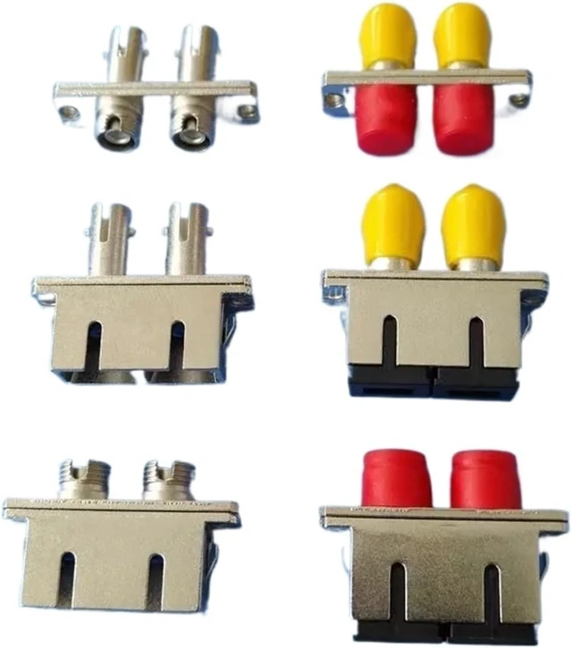 Alt view image 4 of 6 - Flange Coupler SC-ST SC-FC ST-FC Duplex 10pcs Optical Fiber Adapter SC FC ST DX Metal Shell Connector Dual Port(SC-FC)