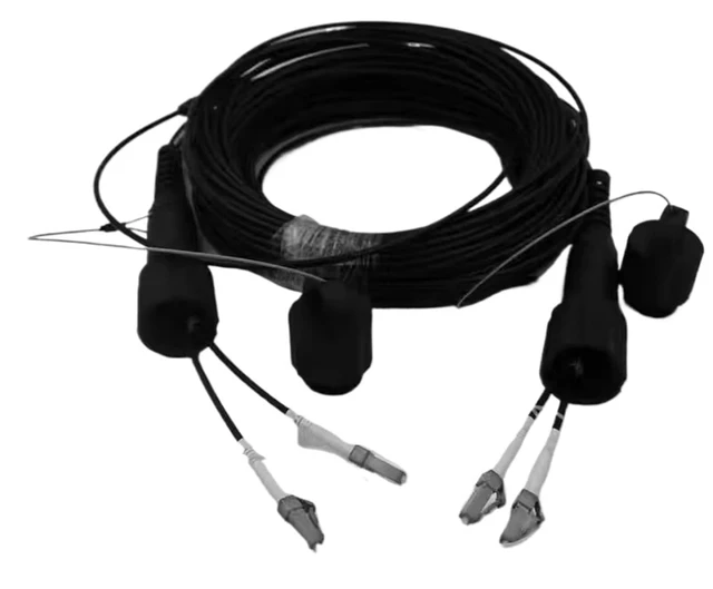 Alt view image 3 of 5 - 2 core OM3 TPU Armored Fiber patchcord 50m60m70m80m100m120M SC LC FC ST A Multimode 2 fibers Optical Fibre Jumper Outdoor(100m OM3 SC-SC)