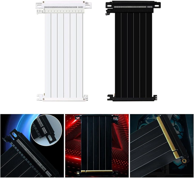 Alt view image 2 of 7 - Pcie Cable PCIE X16 Graphics Card Extension Cable PCIE4.0 X16 Male to 90 Degree 180 Degree Female Cable Bi-Inverse