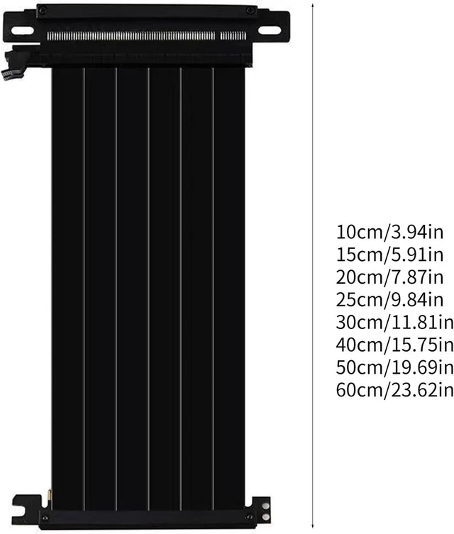 Alt view image 7 of 7 - Pcie Cable PCIE X16 Graphics Card Extension Cable PCIE4.0 X16 Male to 90 Degree 180 Degree Female Cable Bi-Inverse