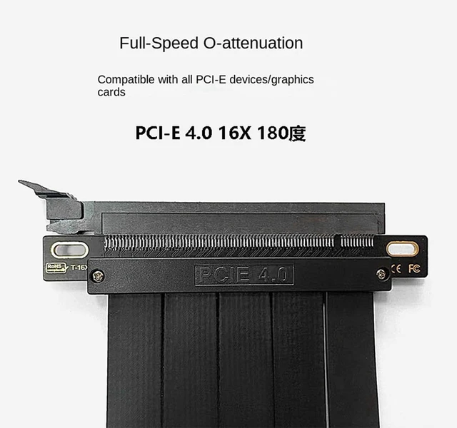 Alt view image 3 of 3 - 2X Full Speed PCI-E 4.0 16X Graphics Card Extension Cable Adapter Board Expansion Port 180 Degree 10CM Cable