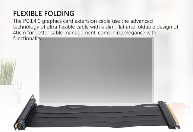 Alt view image 5 of 7 - Graphics Card Extension Cable, Foldable PCI Express Gen4 RTX4090 Compatible, 4.0 X16 30cm, 90 Degree High Speed for Vertical Mount Gaming
