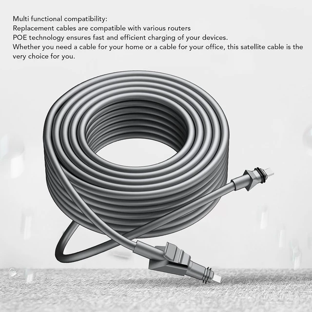 Alt view image 4 of 7 - Cable 75FT for Flat High Performance, Copper Coring Rubber Housing Satellite Cable Replacement, POE Satellite Extension Cord, Plug and Play