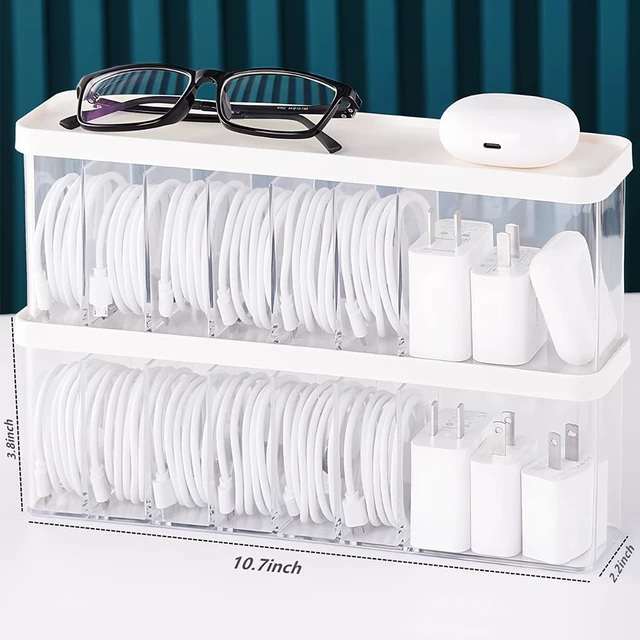Alt view image 2 of 6 - Charger Cable Cord Storage Organizer Box - Easy Storage Without Cable Ties
