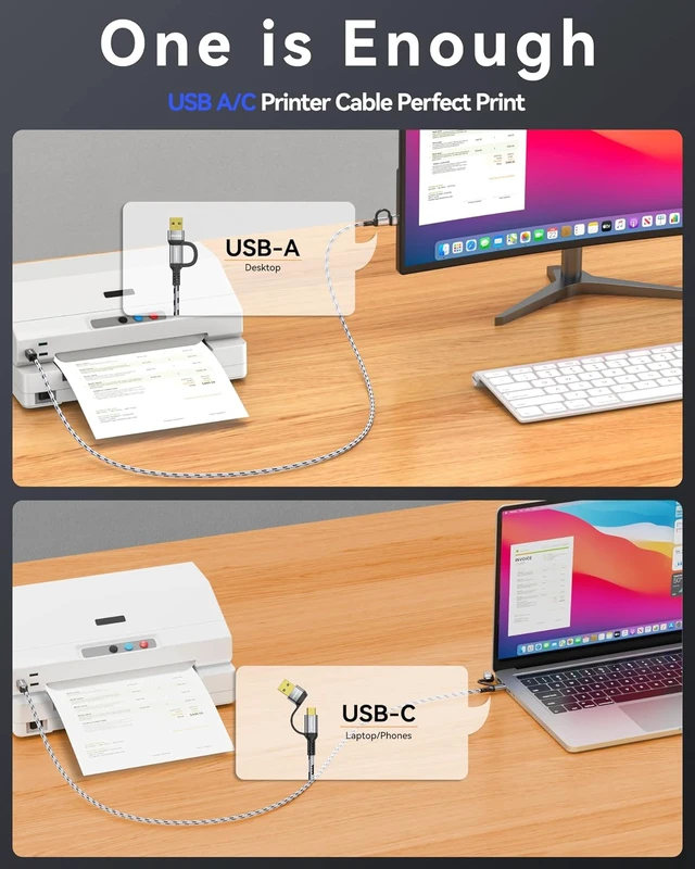 Alt view image 3 of 7 - SNANSHI USB B to USB C 10 FT, Nylon Braided USB C to USB B Printer Cable for Printer,Scanner, MIDI to USB C Cable Compatible with Yamaha Piano MIDI Keyboard, DAC, DJ Controller, Grey