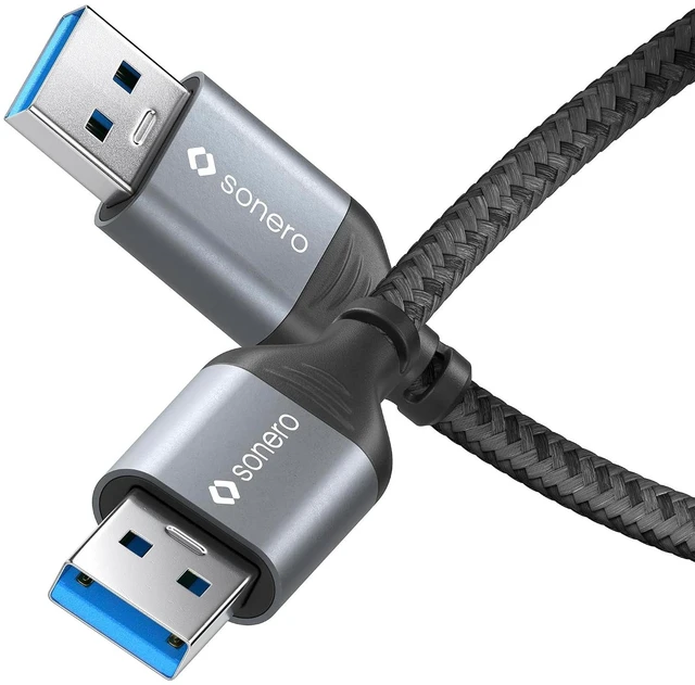 Main image of Sonero® USB-A to USB-A Data Cable, Connection Cable, USB Cable Type A, USB 3.0, 5GB/s, Space Grey/Black, 1.50 m