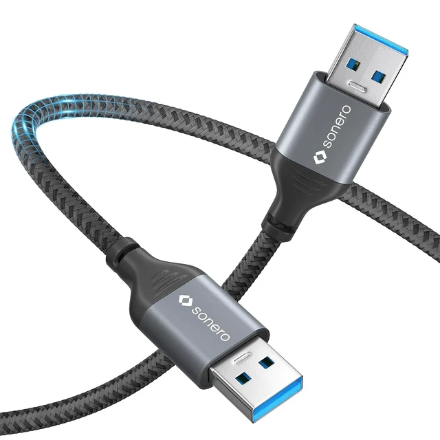 Alt view image 2 of 6 - Sonero® USB-A to USB-A Data Cable, Connection Cable, USB Cable Type A, USB 3.0, 5GB/s, Space Grey/Black, 1.50 m