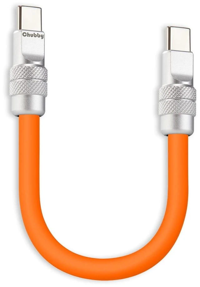 Main image of chubbycable Short USB C to C Cable 240W Charging Cable, Orange, 20 inch