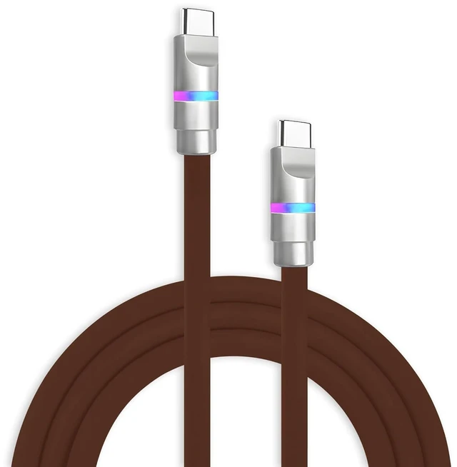 Main image of chubbycable 100W USB C to C Charge Cable with LED Light, Chocolate, 16.4 FT