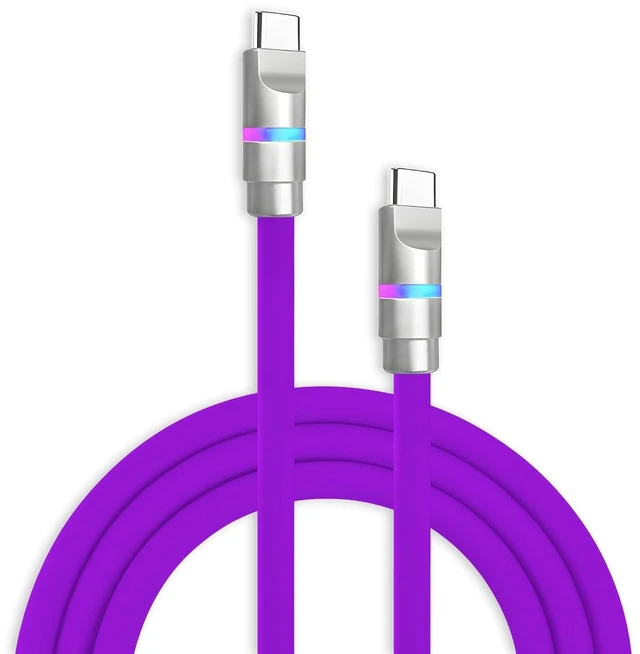 Main image of chubbycable 100W USB C to C Charge Cable with LED Light, Purple, 1.64 FT