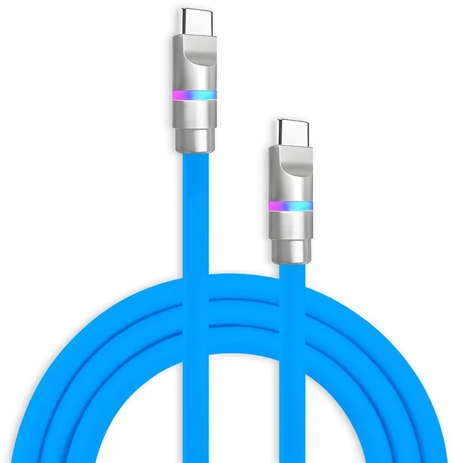 Main image of chubbycable 100W USB C to C Charge Cable with LED Light, Blue, 6.6 FT