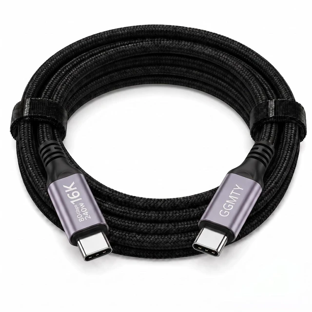 Main image of 1.5m (5ft) USB 4 Cable, Max 240W PD 3.1 Fast Charging, 80Gbps Data, 16K@60Hz Video, Compatible with Thunderbolt 5/4/3 Ports, Mac mini M4, MacBook Pro, iPad, iPhone 16/15 and eGPUs