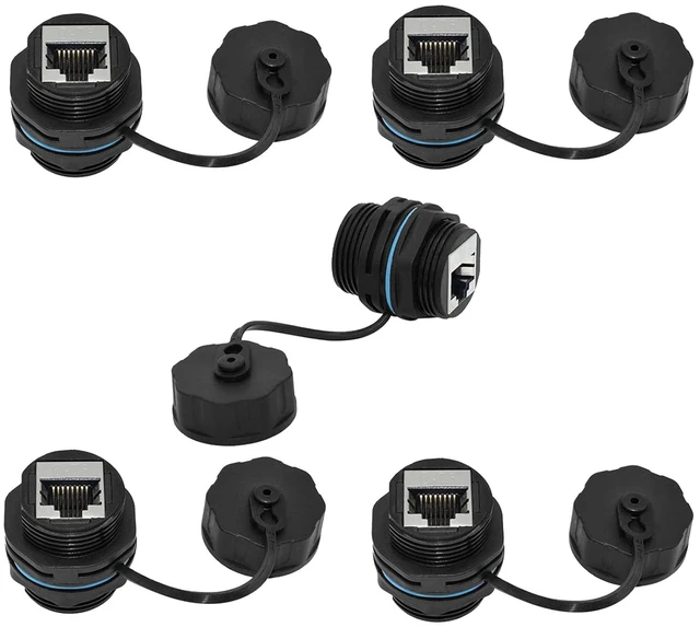 Main image of PENGLIN 5PCS IP68 Waterproof Shielded RJ45 Panel Mount Bulkhead Connector