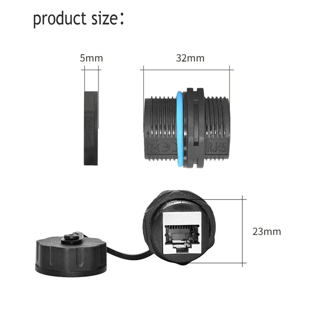 Alt view image 7 of 7 - PENGLIN 5PCS IP68 Waterproof Shielded RJ45 Panel Mount Bulkhead Connector