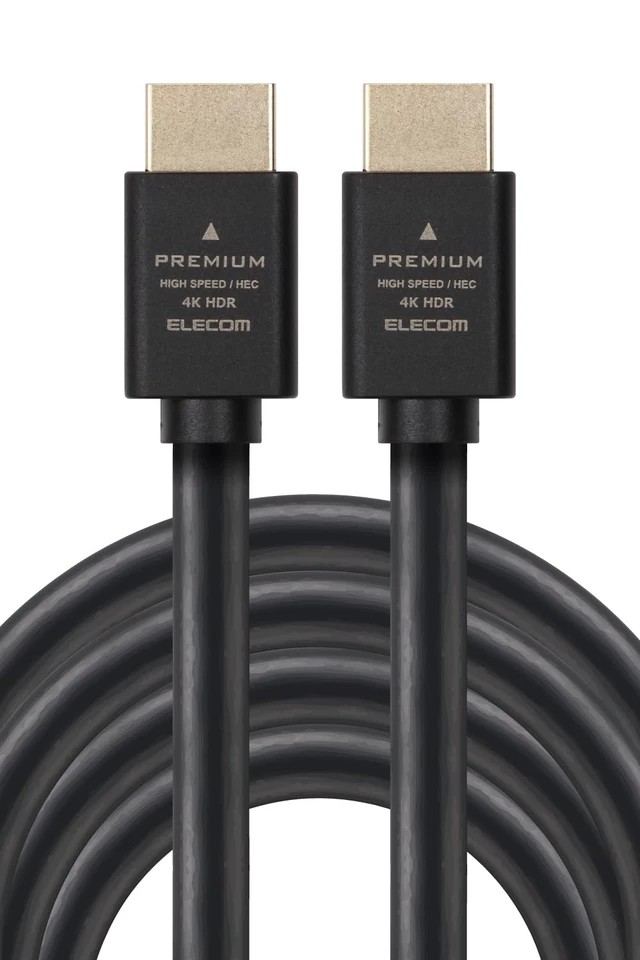 Main image of Elecom ECDH-HDP50BK HDMI Cable, 18 Gbps (5 m), Premium 4K2K (60 Hz), 18 Gbps, for TVs, PCs, Game Consoles, Etc., Black