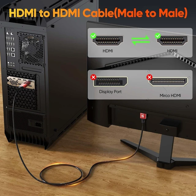 Alt view image 6 of 7 - HDMI Cable 3FT 2-Pack Red HDMI Computer Monitor TV Cable 4K