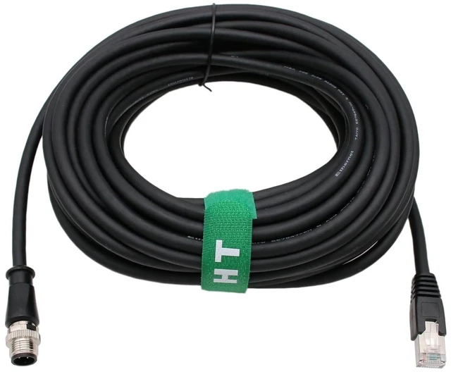 Main image of HangTon Ethernet Cable M12 D-Code 4 Pin to RJ45 Cat6 for Datalogic 210N Scanner Sick Sensor Camera Profinet EtherCAT Network Automation Black PVC 7m