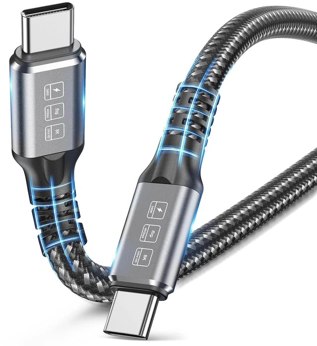 Main image of Thunderbolt 4 Cable 3.3FT 240W USB4 Cable Supports 40Gbps High-Speed Data Transfer/8K/Dual 4k Display USB C to USB C Cable Fast Charging for Thunderbolt 4/3 Monitor/Hub/Docking Stations and More Grey
