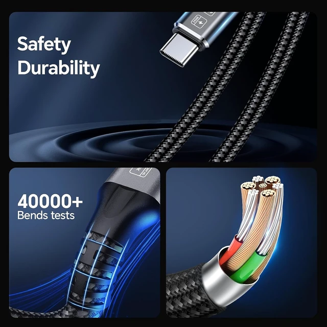 Alt view image 4 of 7 - Thunderbolt 4 Cable 3.3FT 240W USB4 Cable Supports 40Gbps High-Speed Data Transfer/8K/Dual 4k Display USB C to USB C Cable Fast Charging for Thunderbolt 4/3 Monitor/Hub/Docking Stations and More Grey