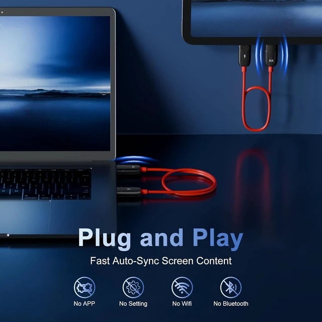 Alt view image 2 of 7 - HDMI Wireless Transmitter and Receiver, Wireless HDMI, Wire-Less HDMI Extender 50M/ 165FT Long Range,Support 2.4/5GHz for Streaming Video/Audio from Laptop,PC,Smartphone to HDTV/Projector.