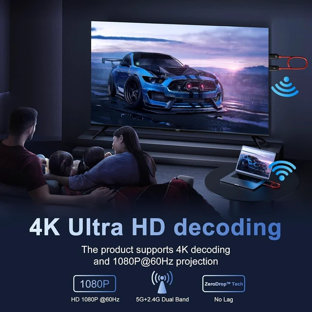 Alt view image 3 of 7 - HDMI Wireless Transmitter and Receiver, Wireless HDMI, Wire-Less HDMI Extender 50M/ 165FT Long Range,Support 2.4/5GHz for Streaming Video/Audio from Laptop,PC,Smartphone to HDTV/Projector.