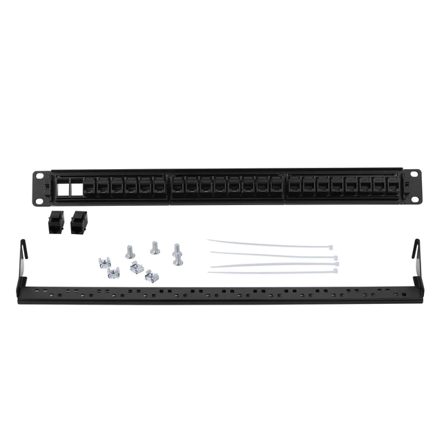 Alt view image 2 of 6 - 1 Pack 24-Port Cat6 Patch Panel - 10G Ready Rack-Mountable 1U Network Panel with Keystone Jacks & Pass-Through Couplers