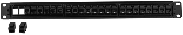 Alt view image 3 of 6 - 1 Pack 24-Port Cat6 Patch Panel - 10G Ready Rack-Mountable 1U Network Panel with Keystone Jacks & Pass-Through Couplers