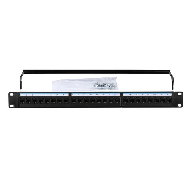 Alt view image 6 of 6 - 1 Pack 24-Port Cat6 Patch Panel - 10G Ready Rack-Mountable 1U Network Panel with Keystone Jacks & Pass-Through Couplers