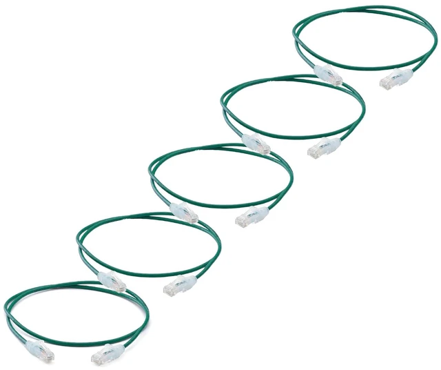 Main image of trueCABLE Cat6 Component Rated Patch Cable, Unshielded U/UTP, CM Rated, UL Listed, PoE++, 28AWG 4/PR, Green, 3ft, 5 Pack